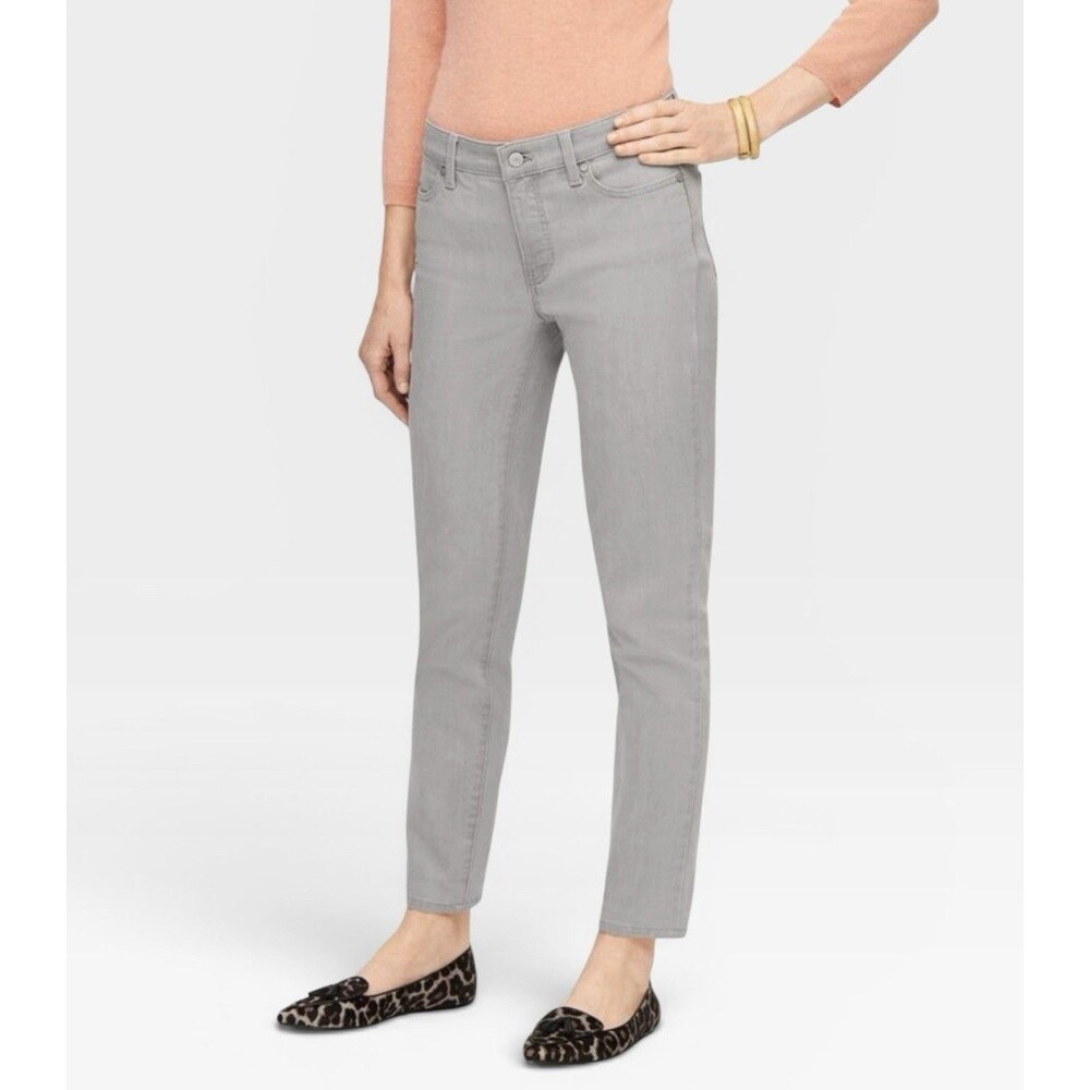 Talbots Light Grey Slim Ankle Denim Pants Mid Rise Crop Jeans Women’s Size 6